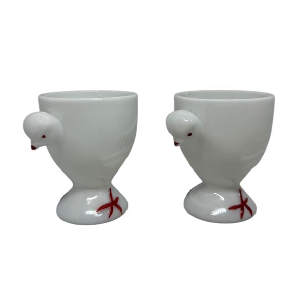 Westmoreland Other - 1950's Westmoreland Milk Glass Chick Design Egg Cups - A Pair